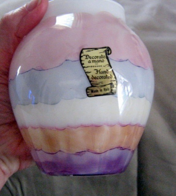 Small 4 1/8" Hand Decorated Vintage Italy Lusterware Vase 301495