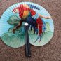 Vintage Parrot China Pocket Fan Made By Zhe Jiang Arts & Crafts Paper and Metal #301981