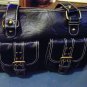Woman's Black Handbag Two Front Sections with White Stitching  #301999