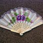 Folding Hand Fan Silk Chinese Classical Fan Asian Oriental with Gold Handle #302077
