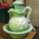 Avon Jade Green Glass Mini Pitcher and Bowl #302078