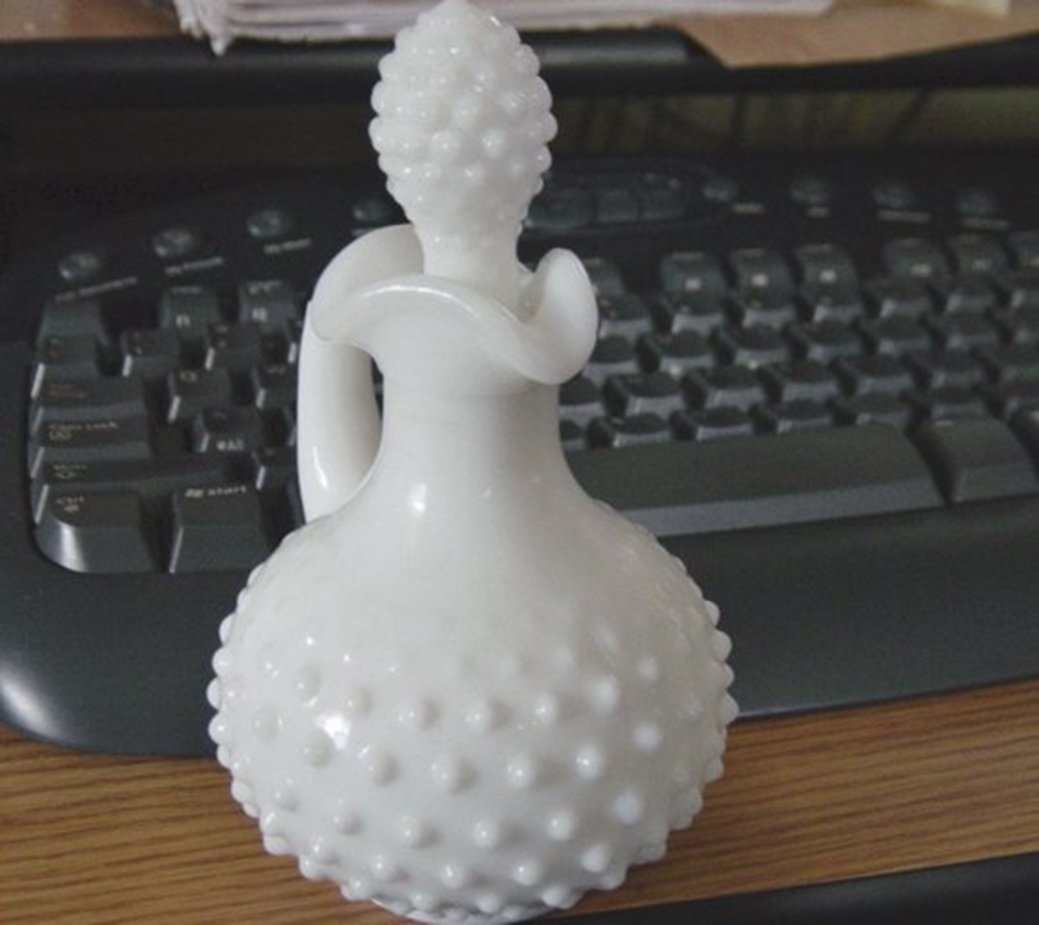 Vintage Collectible Avon White Opal Glass Hobnail Decanter Bottle 302102