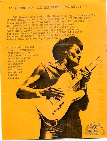 ALBERT COLLINS David Letterman BLUES'87 HANDBILL Poster