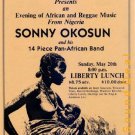 SONNY OKOSUN Texas '84 HANDBILL Poster Liberty Lunch