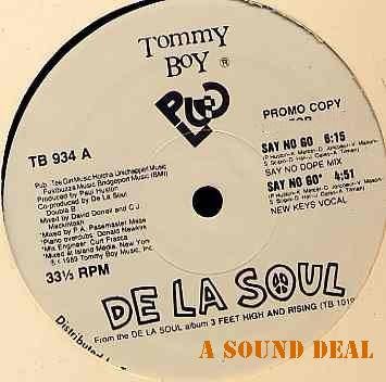 DE LA SOUL SAY NO GO 12" RARE OG '89 DJ PROMO TOMMY BOY