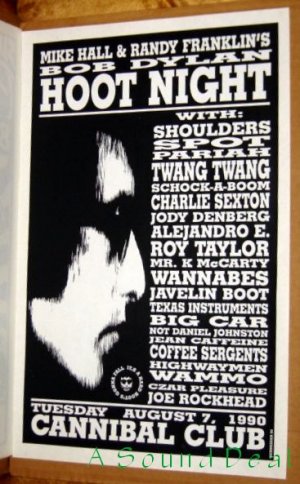 BOB DYLAN HOOT Cannibal '90 gig POSTER Daniel Johnston+