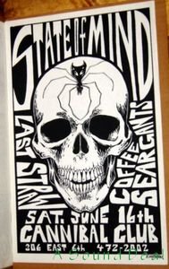 STATE OF MIND Coffee Seargants gig POSTER Cannibal Club Austin Texas 1990 skull