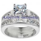 Gorgeous 2.2 carat Princess Cut Engagement Wedding Ring Set Size 5