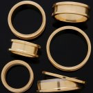 Pair 1 & 1/4" Inch Screw On Tunnels Ear Plugs Gold 31mm