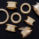 Pair 5/8" Inch Screw On Tunnels Ear Plugs Eyelets Gold 16mm