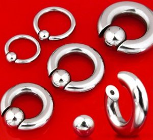 Pair 4 Gauge Steel Captive Bead Hoop Earrings 5/8"