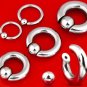 Pair 0 Gauge Steel Captive Bead Hoop Earrings 5/8"