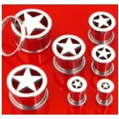 Pair 6 Gauge Steel Star Screw On Tunnels Ear Plugs 6g