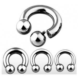 Pair 8 Gauge Internally Threaded Horseshoe Earrings 1/2"