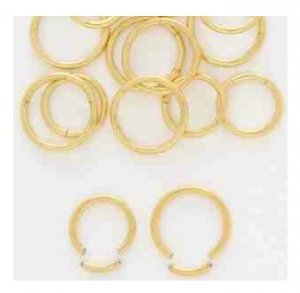 Pair 14 Gauge Gold Plated Segment Hoop Earrings 1/2"