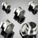 Pair 6 Gauge Steel Hexagon Screw On Tunnels Ear Plugs 6g