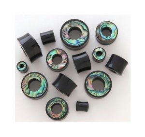 Pair 5/8" Organic Paua Shell Tunnels Ear Plugs 16mm