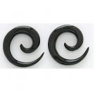 Pair 4 Gauge Organic Black Horn Spiral Tapers Earrings 4g