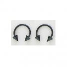 Pair 16 Gauge Black Horseshoes Spiked Earrings 3/8" 16g