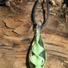 Black & Mint Green Art Deco Swirl Teardrop Murano Glass Pendant Necklace