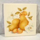 Vintage Hyalyn Fruit Wall Tile Pears Peaches Blossoms 6" x 6" Vintage Hyalyn Fruit Wall Tile Pears Peaches Blossoms 6" x 6"