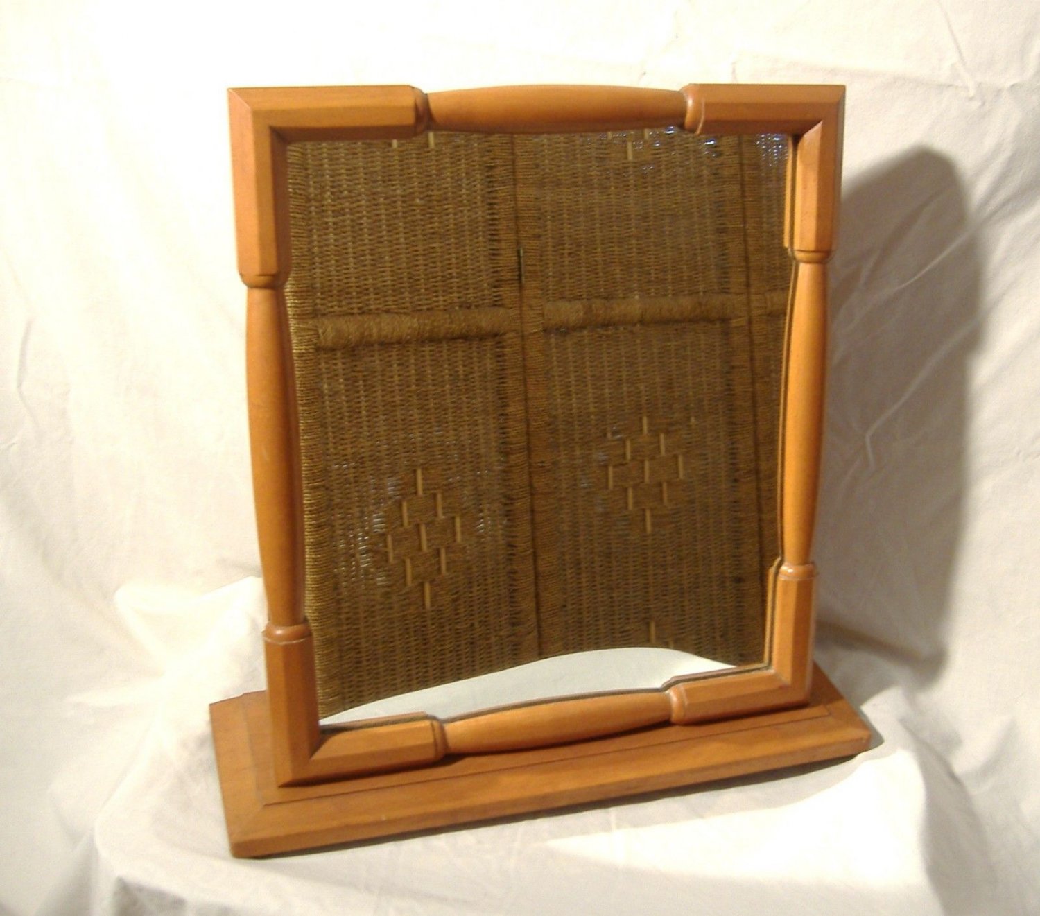 Vintage Dresser Shaving Mirror Logan Porter Davis Cabinet Co. Maple Beech Wood