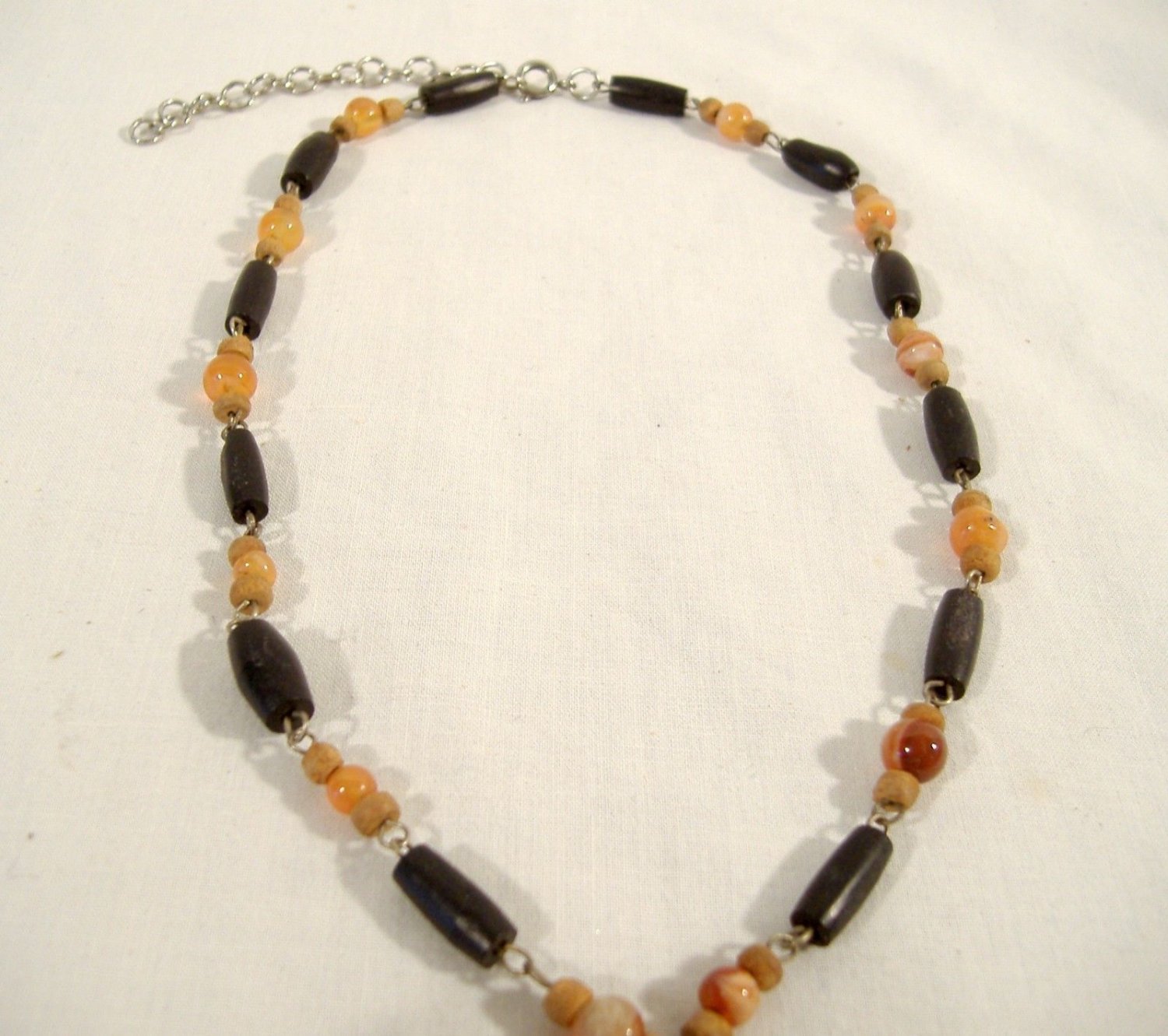 Carnelian Buffalo Horn Beads Pendant Necklace Vintage Ethnic Tribal