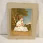 Vintage Miniature COLOR LITHOGRAPH GERMANY Little Girl Print White Dress