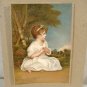 Vintage Miniature COLOR LITHOGRAPH GERMANY Little Girl Print White Dress
