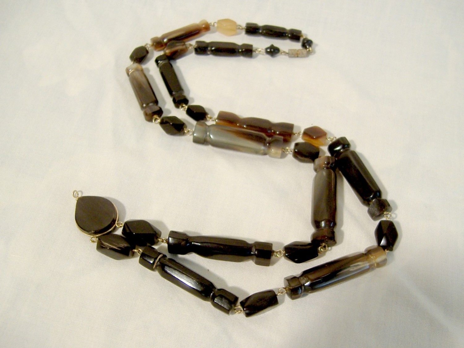 Carved BUFFALO HORN NECKLACE Vintage Polished Beads