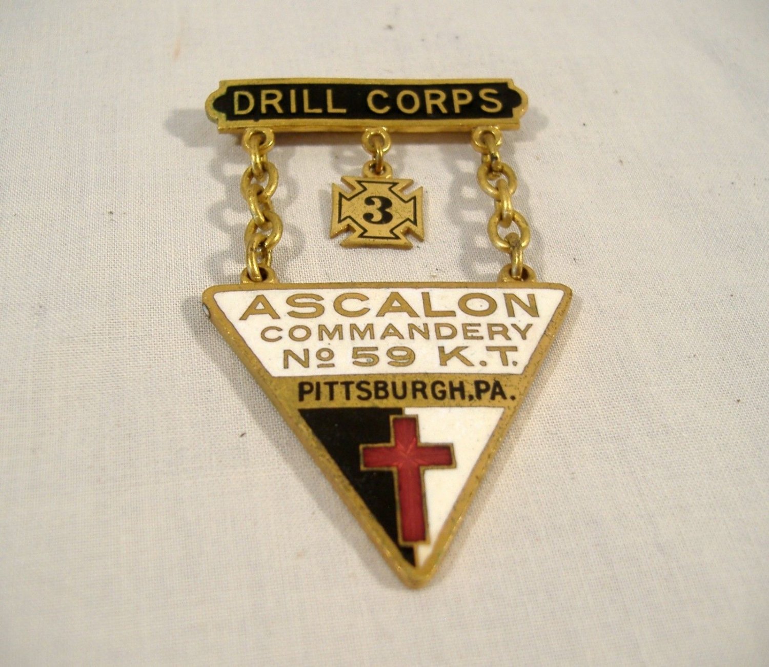 Knights Templar Enamel Pin Badge Ascalon Commandery 59 Pittsburgh Sd