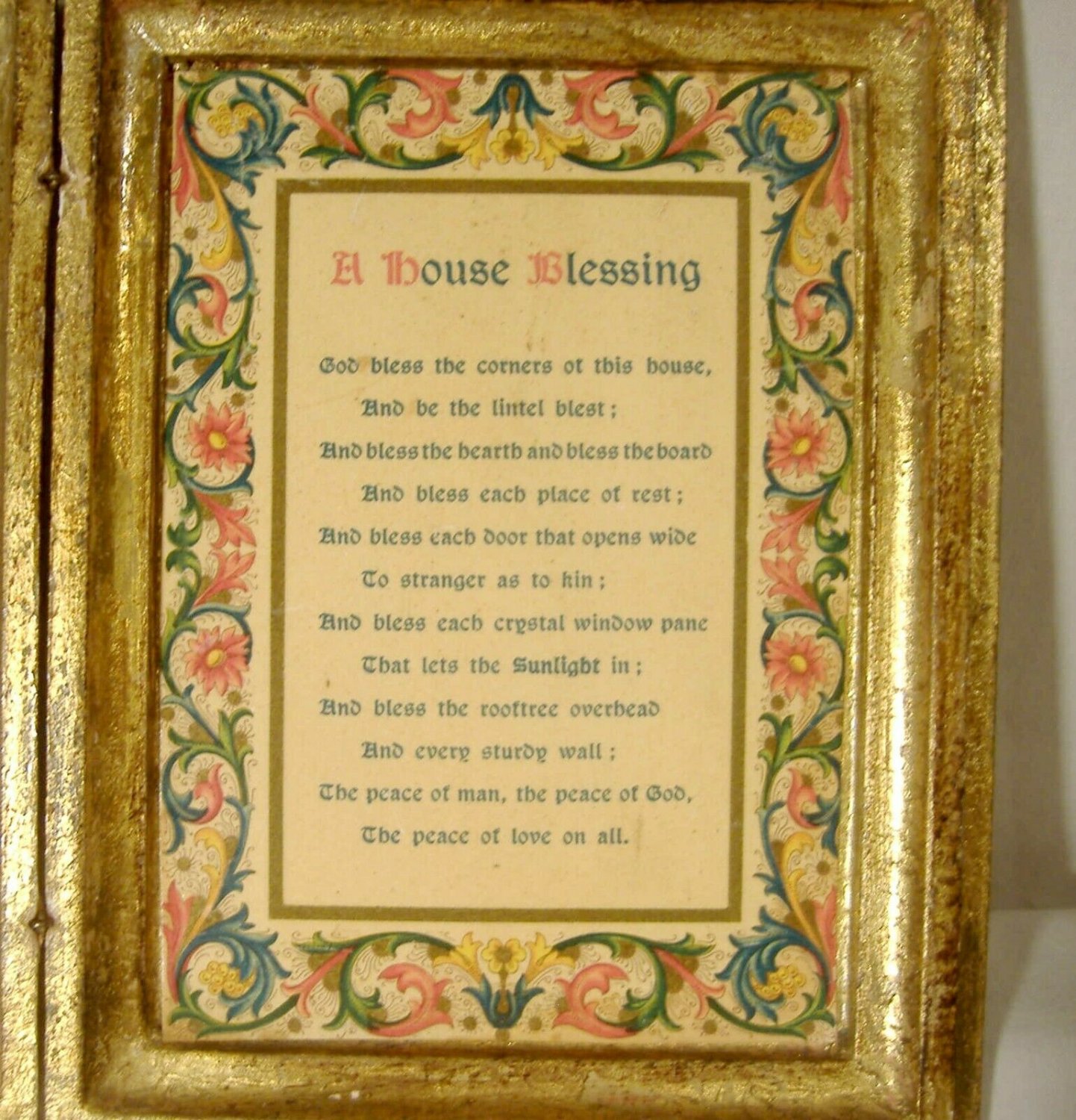 Italian Florentine Gilt Wood Diptych A House Blessing Prayer Two Girls ...