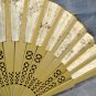 Hand Painted Linen Fan Flowers Antique Vintage Floral Pierced Celluloid