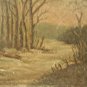 Antique Winter Landscape Painting Forest River F.W. DeVoe Academy Board AS-IS