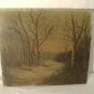 Antique Winter Landscape Painting Forest River F.W. DeVoe Academy Board AS-IS