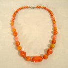 Vintage Orange Bakelite Lucite Necklace Mixed Beads Re-strung 25"