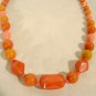 Vintage Orange Bakelite Lucite Necklace Mixed Beads Re-strung 25"