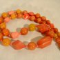 Vintage Orange Bakelite Lucite Necklace Mixed Beads Re-strung 25"