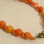 Vintage Orange Bakelite Lucite Necklace Mixed Beads Re-strung 25"