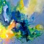 Abstract Finger Painting Acrylic Stretched Canvas Florida Artist