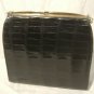 Art Deco Black Alligator Purse Vintage Bag Gold Tone Metal Frame 10.5 x 9.5"