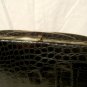 Art Deco Black Alligator Purse Vintage Bag Gold Tone Metal Frame 10.5 x 9.5"