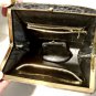 Art Deco Black Alligator Purse Vintage Bag Gold Tone Metal Frame 10.5 x 9.5"