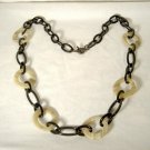 Talbots Chain Link Arcylic Necklace Black Faux Horn