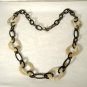 Talbots Chain Link Arcylic Necklace Black Faux Horn