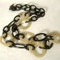 Talbots Chain Link Arcylic Necklace Black Faux Horn