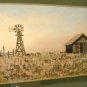 Miniature Impressionist Farm Landscape Painting Wind Pump Watercolor Gouache