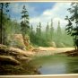 Pine Forest Creek Landscape Painting Vintage Southern Oil Board Signed W Horton