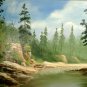 Pine Forest Creek Landscape Painting Vintage Southern Oil Board Signed W Horton
