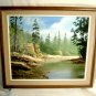 Pine Forest Creek Landscape Painting Vintage Southern Oil Board Signed W Horton